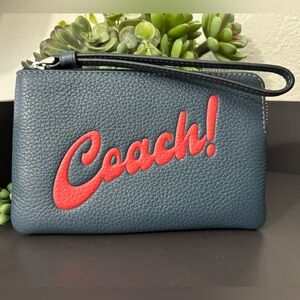 Coach Corner Zip Wristlet With Graphic